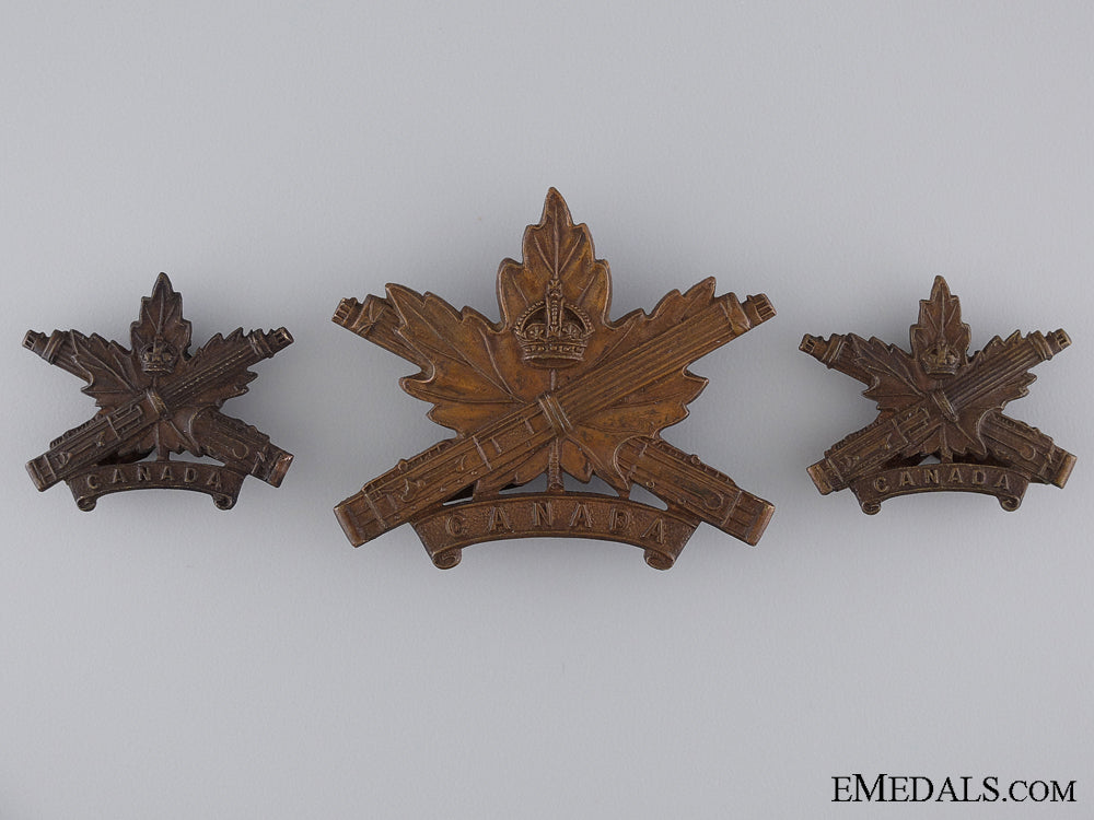 Ww1 Canadian Machine Gun Corps Cap And Collar Badge Sets