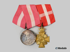 Denmark, Kingdom. A Danish Long Service Dual Medal Bar Grouping, c. 1870