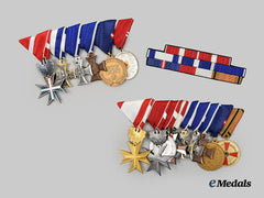 Austria, Second Republic. A Lot of Two Extensive Long Service Medal Bars (German Order of Merit / Red Cross Merit)