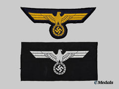 Germany, Third Reich. A Wehrmacht (Heer) Panzer and a Kriegsmarine Cloth Breast Eagle