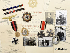 Germany, Kriegsmarine. The Awards, Documents, and Photos of Kapitänleutnant Erwin Leesten, German Cross in Gold