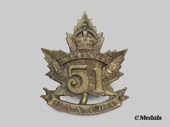 Canada, CEF. First War 51st Infantry Battalion "Edmonton Regiment" Cap Badge, Type I with "Overseas"