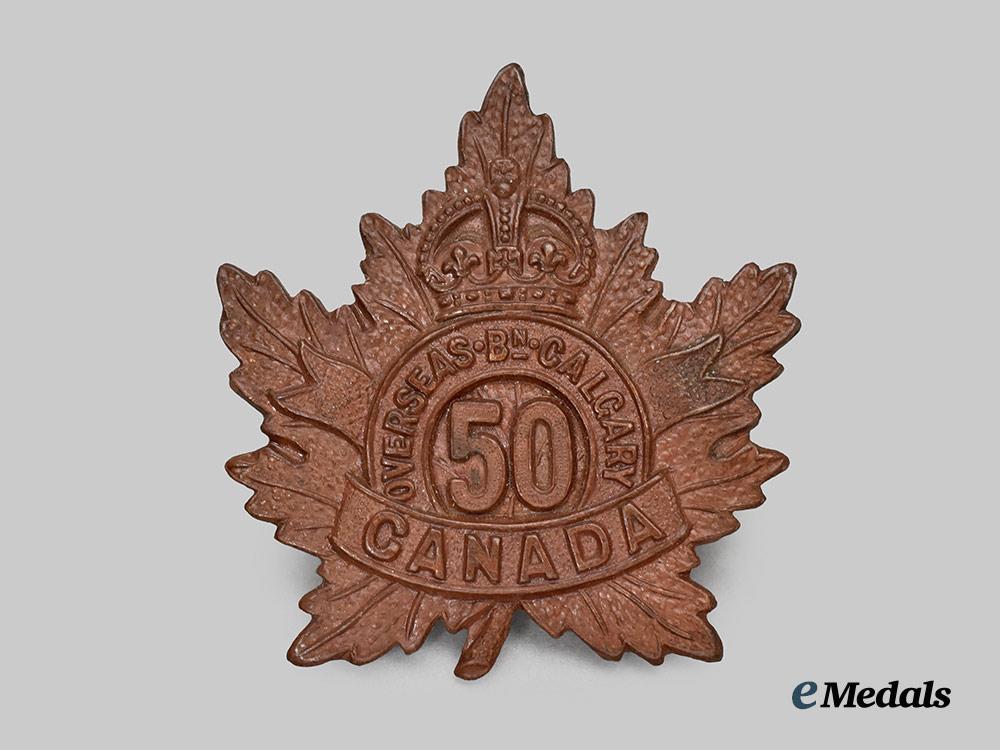 canada,_c_e_f._a50th_infantry_battalion"_calgary_regiment"_cap_badge,_type_i_with_maple_leaf___m_n_c0017