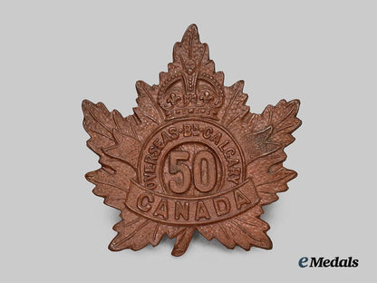 canada,_c_e_f._a50th_infantry_battalion"_calgary_regiment"_cap_badge,_type_i_with_maple_leaf___m_n_c0017