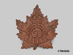 Canada, CEF. A 50th Infantry Battalion "Calgary Regiment" Cap Badge, Type I with Maple Leaf