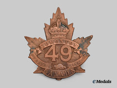 Canada, CEF. A 49th Infantry Battalion Cap Badge, Type I with Maple Leaf