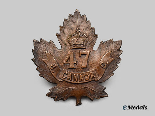 canada,_c_e_f._a47th_infantry_battalion_cap_badge,_type_i_with_regular_leaf_bearing_a_wide"47"___m_n_c0232