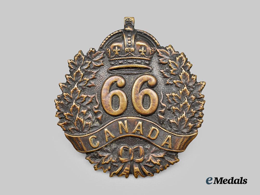 Canada, CEF. A 66th Infantry Battalion Cap Badge, Type I (with 