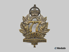 Canada, CEF. A 77th Infantry Battalion "Ottawa Battalion" Cap Badge, by Tiptaft