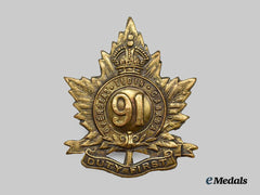 Canada, CEF. A 91st Infantry Battalion "Elgin Battalion" Cap Badge