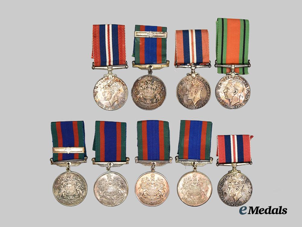 canada,_commonwealth._a_lot_of_nine_canadian-_issued_second_war_medals,_boxed___m_n_c0950