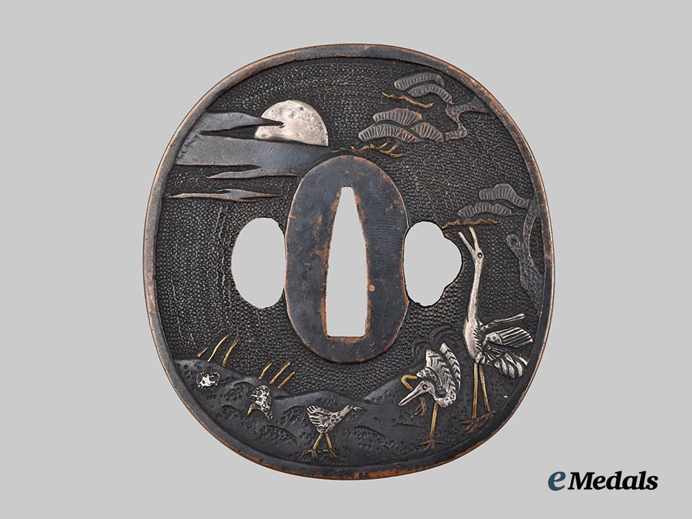 japan,_empire._a_konotori_oriental_stork_tsuba(_hand_guard)___m_n_c1070