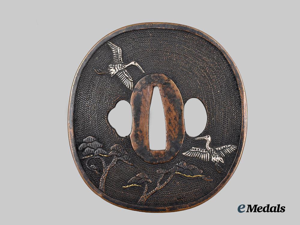 japan,_empire._a_konotori_oriental_stork_tsuba(_hand_guard)___m_n_c1071