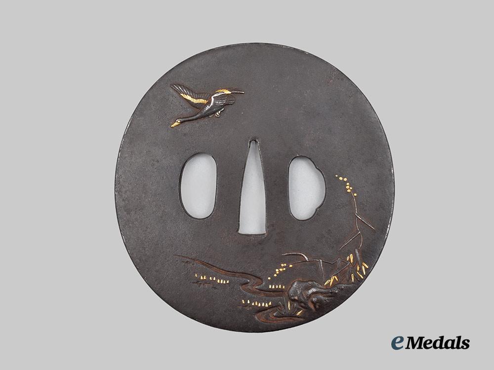 japan,_empire._a_gashō_wild_goose_tsuba(_hand_guard)___m_n_c1086