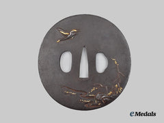 Japan, Empire. A Gashō Wild Goose Tsuba (Hand Guard)