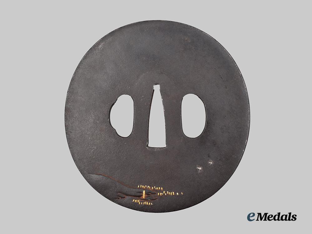 japan,_empire._a_gashō_wild_goose_tsuba(_hand_guard)___m_n_c1087