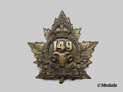 Canada, CEF. A 149th Infantry Battalion "Lambton Battalion" Cap Badge, Type I with "Rams Head"