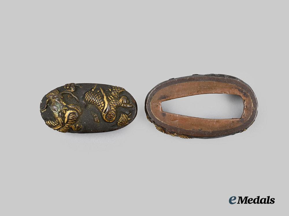 japan,_empire._a_shakudo_dragon_fuchi&_kashira(_hilt_collar&_pommel)___m_n_c1097