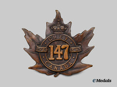 Canada, CEF. A 147th Infantry Battalion "Grey Battalion" Cap Badge