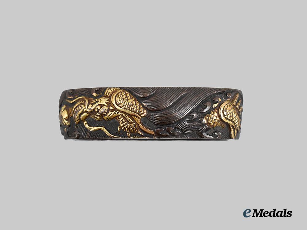 japan,_empire._a_shakudo_dragon_fuchi&_kashira(_hilt_collar&_pommel)___m_n_c1099