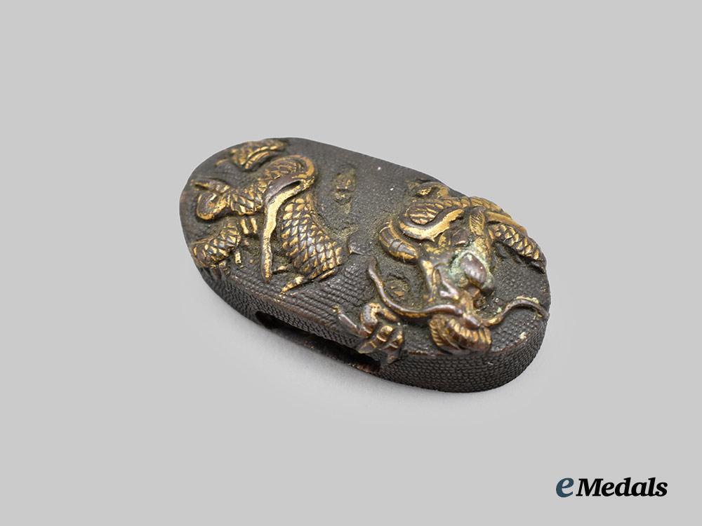 japan,_empire._a_shakudo_dragon_fuchi&_kashira(_hilt_collar&_pommel)___m_n_c1104