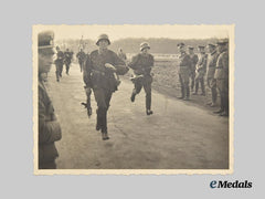 Germany, SS. A Rare Wartime Photo Showing Waffen-SS Soldiers Drilling Before Heinrich Himmler