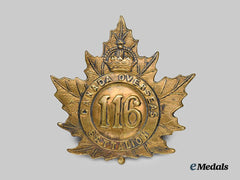 Canada, CEF. A 116th Infantry Battalion "Ontario County Infantry Battalion" Cap Badge