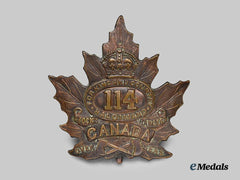 Canada, CEF. A 114th Infantry Battalion "Brock's Rangers" Cap Badge, BY P.W.ELLIS