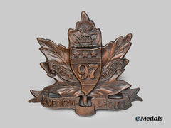 Canada, CEF. A 97th Infantry Battalion "Toronto Americans" Cap Badge, Type II with "American Legion" Banner