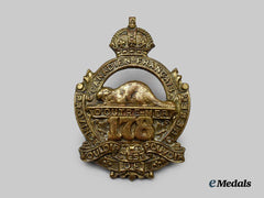 Canada, CEF. A 178th Infantry Battalion "Canadiens Français" Cap Badge, Type II with "D'Outremer-Mer, Province Quebec, Vouloir C'est de Pouvoir"