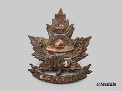 Canada, CEF. A 175th Infantry Battalion "Medicine Hat Battalion" Cap Badge, Type II with "Overseas 175 Battalion"