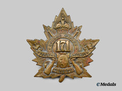 Canada, CEF. A 171st Infantry Battalion "The Quebec Rifles" Cap Badge