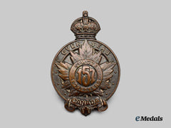 Canada, CEF. A 157th Infantry Battalion "Simcoe Foresters" Cap Badge, Type I with Round Shield