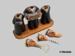 Germany, Kriegsmarine. A POW-Made Bottle Opener/Stopper Figurine Set, Camp 30 in Bowmanville, Ontario