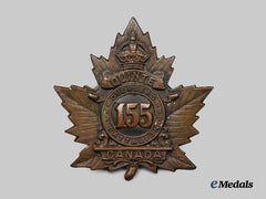 Canada, CEF. A 155th Infantry Battalion "Quinte Battalion" Cap Badge, Type I with "Quinte"