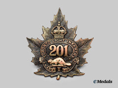 Canada, CEF. A 201st Infantry Battalion "Toronto Light Infantry" Cap Badge, Type I with Beaver