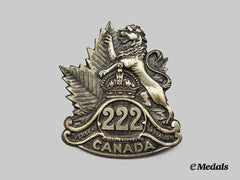 Canada, CEF. A 222nd Infantry Battalion Cap Badge, Type I with Single Maple Leaf Design