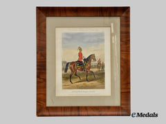 United Kingdom. A Coloured & Framed Lithograph of the “4th Royal Irish Dragoon Guards” by H. Martens and J. Harris