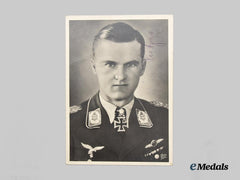 Germany, Luftwaffe. A Rare Wartime Signed Postcard of Luftwaffe Fighter Ace Günther Lützow