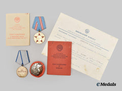 Russia, Soviet Union. A Medal Grouping with Award Certificates to Vasily P. Nakonechny (Hero of Revolutionary Movement / Courage / 50th Jubilee), c. 1967