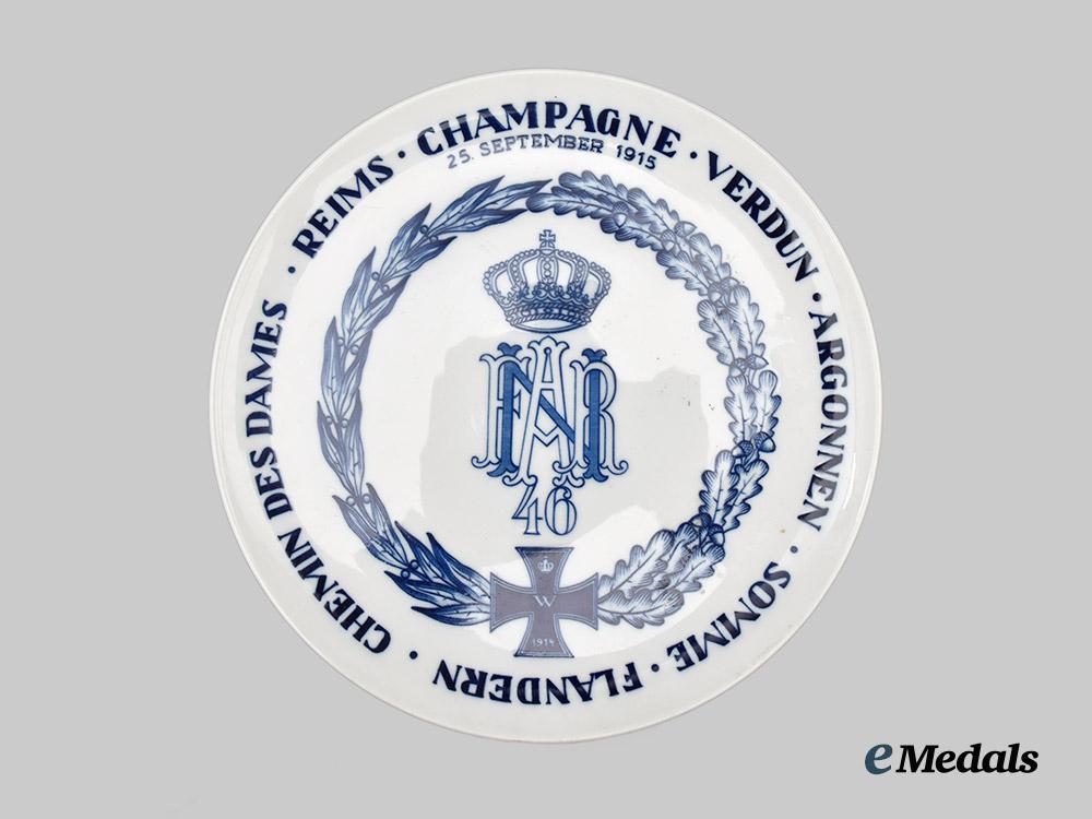 germany,_imperial._a_feldartillerie-_regiment_nr.46_commemorative_plate,_by_waldershof_porcelain___m_n_c2293