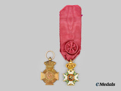 Belgium, Kingdom. Two Miniature Awards in 18K Gold, c. 1900