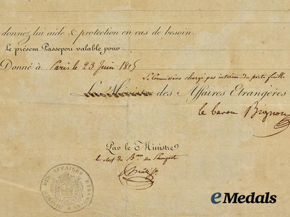 france,_empire._a_napoleonic_letter_signed_by_the_minister_of_foreign_affairs,_baron_bignon,1815.___m_n_c3428