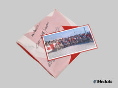 Canada, Commonwealth. A Canadian Flag signed by Captain Wayne Johnston, founder of the Wounded Warriors Fund, along with the signatures of other members of the Canadian Forces