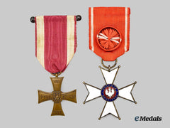 Poland, Republic. An Order of Polonia Restituta, Officer and Polish Cross of Valour to Colonel William Frederick Holford Godson, United States Army, c.1925