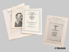 Germany, Wehrmacht. A Mixed Lot of Wehrmacht and Waffen-SS Knight’s Cross Recipient Profiles and Event Notices