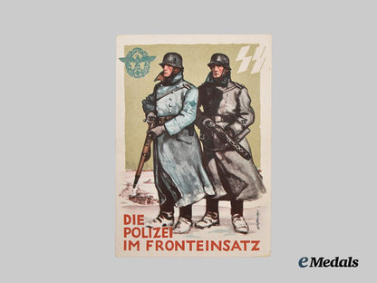 germany,_ordnungspolizei._a_lot_of_service_passes_to_decorated_officers,_with_postcard___m_n_c4791