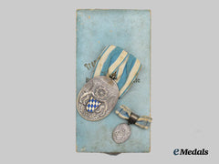 Germany, Third Reich. A Bavarian Industry 25-Year Faithful Service Badge, With Case And Miniature, by Carl Poellath