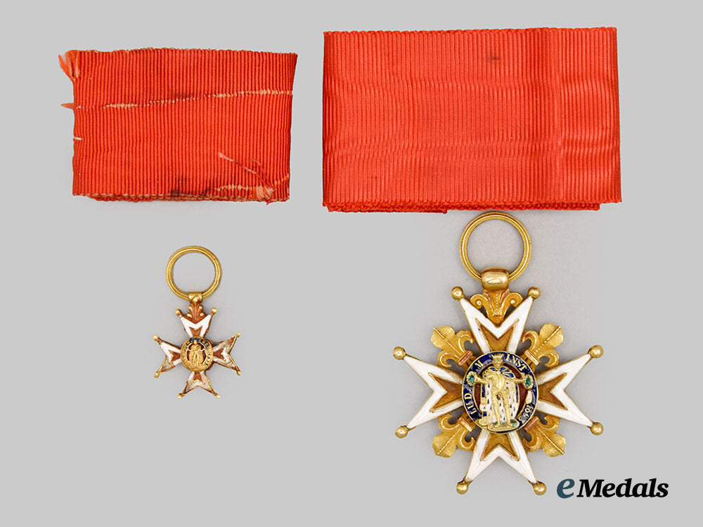 france,_kingdom._an_order_of_st._louis_in_gold,_knight,_with_miniature,_c.1810___m_n_c5473