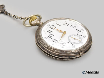 germany,_imperial._a_pocket_watch_for_railway_personnel,_with_patriotic_chain,_by_eugen_porcher___m_n_c5474